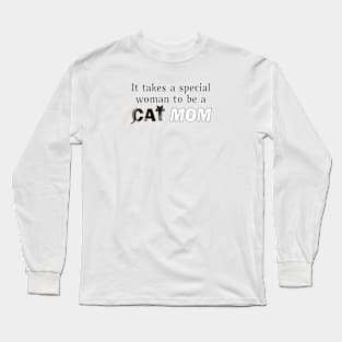 It takes a special woman to be a cat mom - black cat oil painting word art Long Sleeve T-Shirt